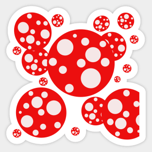 red and white polka dots Sticker